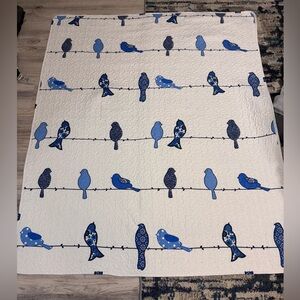 Reversible lightweight Blue Bird on a wire Patterned Quilt